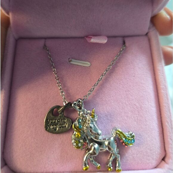 UNICORN NECKLACE Rhinestone PENDANT 'You Are Magical' Charm 18-20" Chain - Picture 1 of 2